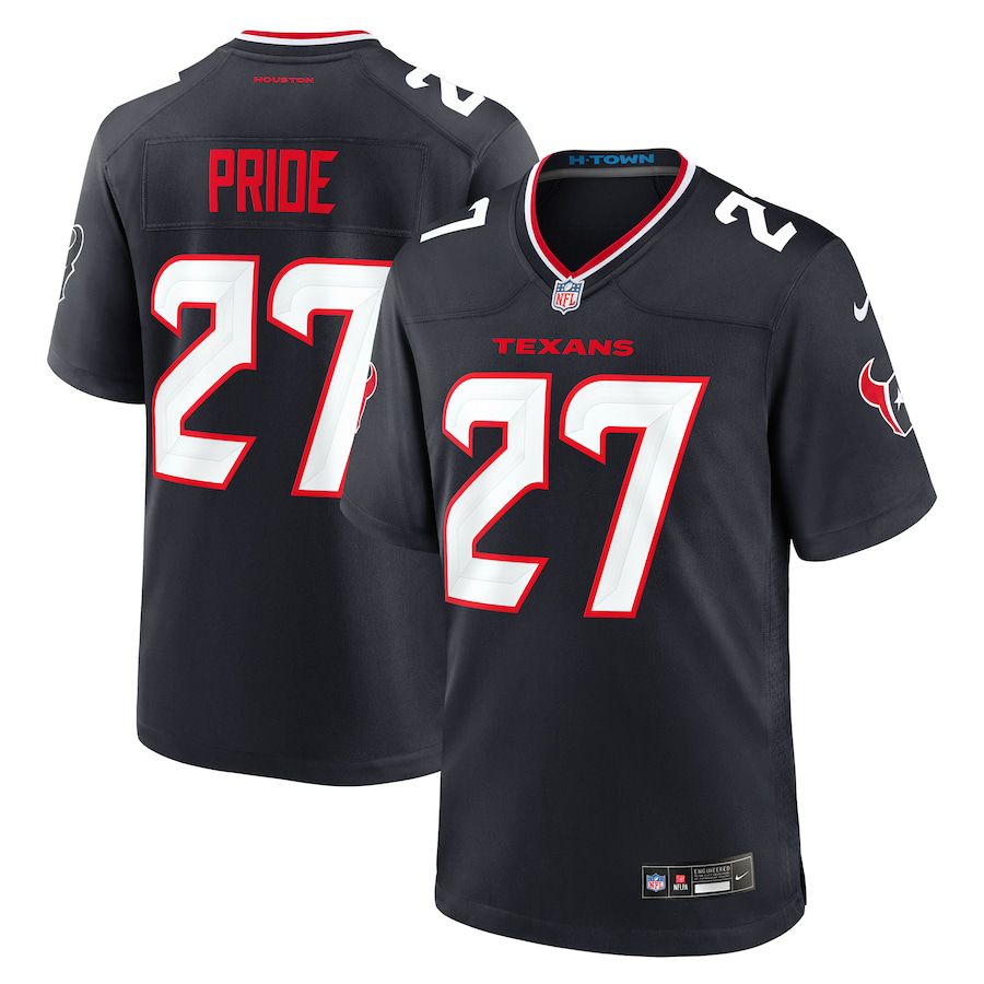 Men Houston Texans 27 Troy Pride Nike Navy Team Game NFL Jersey